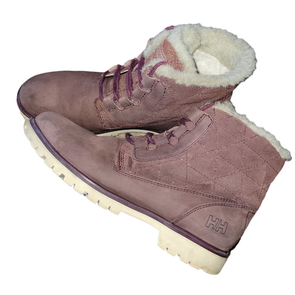 Helly Hansen Leather Quilted Suede Vega Faux Fur Lining Boots sz 7.5